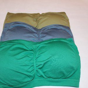 PLUS BASIC SEAMLESS PADDED BANDEAU ( 3 PIECE SET) GREENS